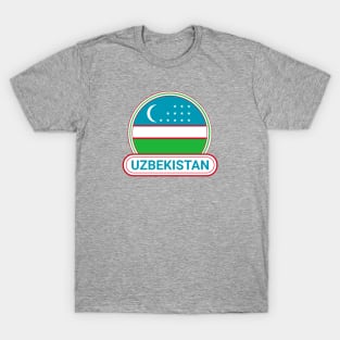 Uzbekistan Country Badge - Uzbekistan Flag T-Shirt